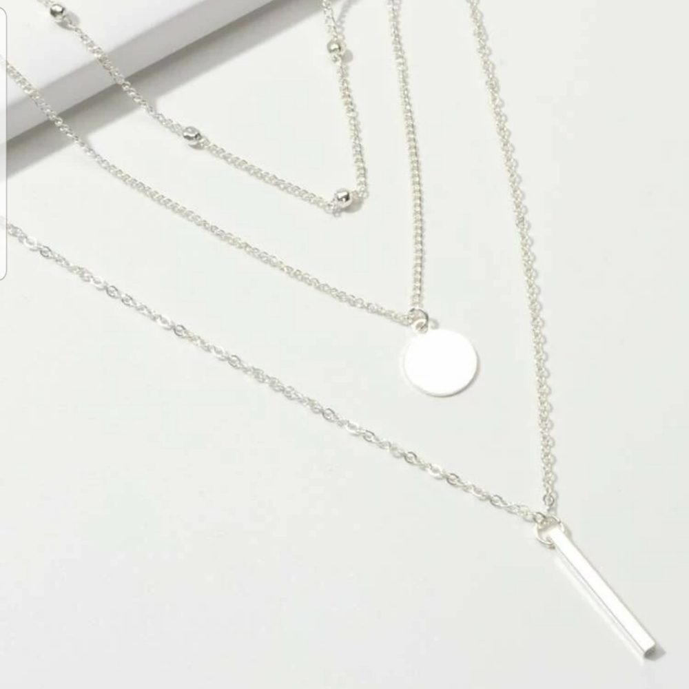 ♡Raven♡ Layered Silver Necklace - Picture 5 of 5